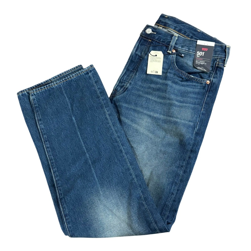 LEVI'S Premium Mens 501 54 Jeans 38x32 Medium Wash Cotton Denim Button Fly NEW